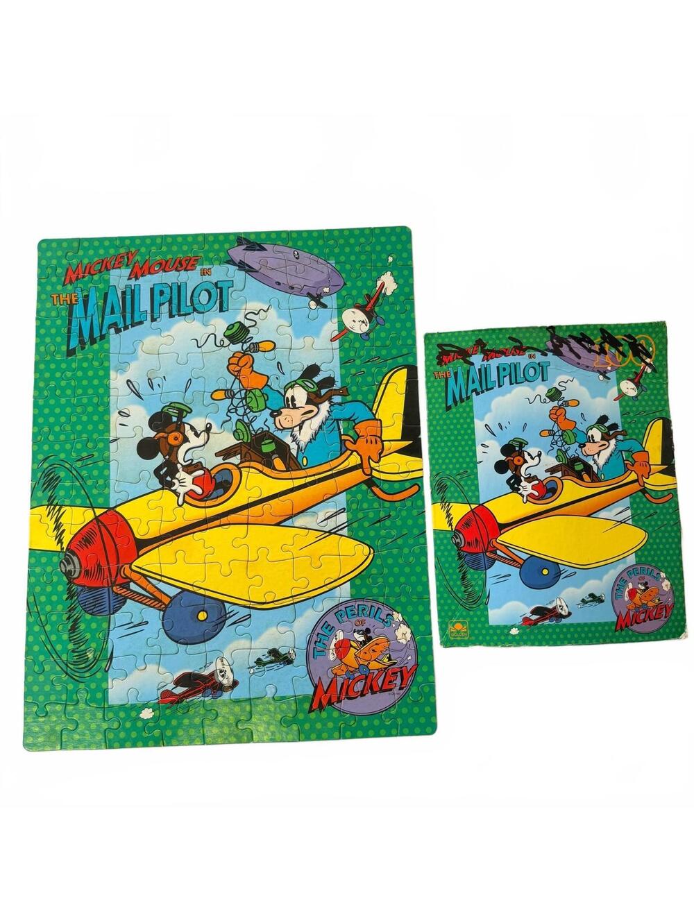 Vintage Mickey Mouse Jigsaw Puzzle Disney's The Perils of Mickey The Mail Pilot